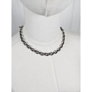 Michelle Albala Sterling Silver Twisted Rolo Cable Chain Toggle Necklace 18in